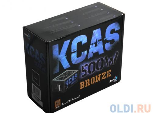 Блок питания Aerocool 500W Retail KCAS-500W ATX, v2.3/EPS, 80+ Bronze, КПД ) 85%, A.PFC, 2x PCI-E (6+2-Pin), 7x SATA, 4x MOLEX, Fan 12cm