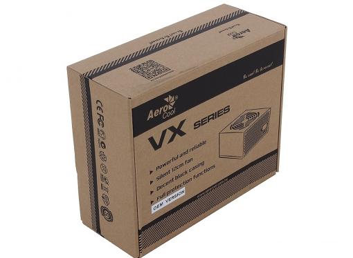 Блок питания Aerocool 750W OEM версия VX-750 ATX v2.3 A.PFC Haswell, fan 12cm, 450mm cable, power cord, PCI-E 6+2P x2/20+4P/4+4P/SATA x6 /MOLEX x3/FDD
