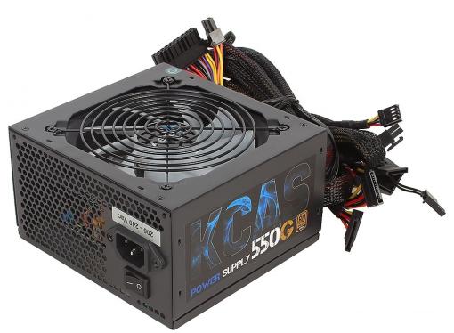 Блок питания Aerocool 550W Retail KCAS-550G ATX v2.4, 80+ Gold, 4+4-Pin, 2x PCI-E (6+2-Pin), 6x SATA, 3x MOLEX, 12см c RGB подсветкой