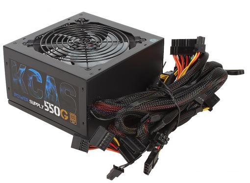 Блок питания Aerocool 550W Retail KCAS-550G ATX v2.4, 80+ Gold, 4+4-Pin, 2x PCI-E (6+2-Pin), 6x SATA, 3x MOLEX, 12см c RGB подсветкой