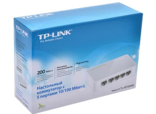 Коммутатор TP-LINK TL-SF1005D 5-port 10/100M mini Desktop Switch, 5 10/100M RJ45 ports, Plastic case