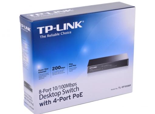 Коммутатор TP-LINK TL-SF1008P 8-портовый 10/100 Мбит/с настольный коммутатор с 4 портами PoE