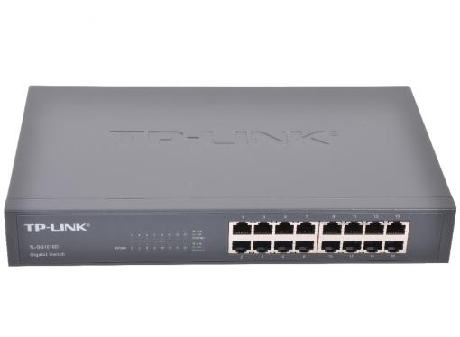 Коммутатор TP-LINK TL-SG1016D 16-port Gigabit Desktop/Rackmount Switch, 16 10/100/1000M RJ45 ports, metal case