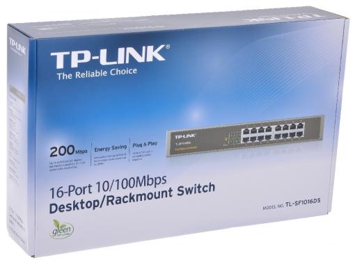 Коммутатор TP-LINK TL-SF1016DS 16-портовый 10/100 Мбит/с настольный/монтируемый в стойку коммутатор