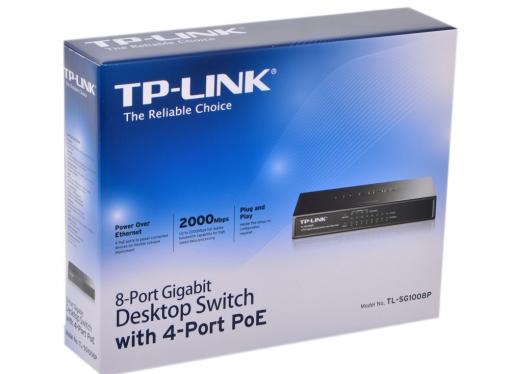 Коммутатор TP-LINK TL-SG1008P 8-Port Gigabit Desktop PoE Switch, 8 Gigabit RJ45 ports including 4 PoE ports, steel case