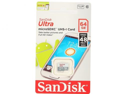 MicroSDXC SanDisk 64Gb Class10 UHS-I Ultra (SDSQUNB-064G-GN3MN)