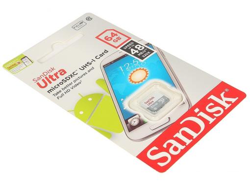 MicroSDXC SanDisk 64Gb Class10 UHS-I Ultra (SDSQUNB-064G-GN3MN)