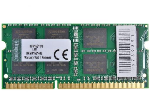 Оперативная память Kingston DDR3 8Gb,  PC12800, SO-DIMM, 1600MHz (KVR16S11/8) CL11 [Retail]