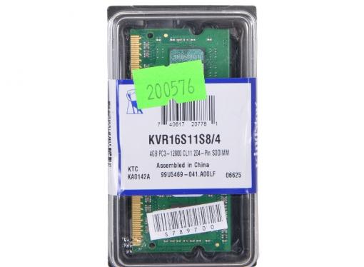 Оперативная память Kingston DDR3 4Gb, PC12800, SO-DIMM, 1600MHz (KVR16S11S8/4) CL11 [Retail]