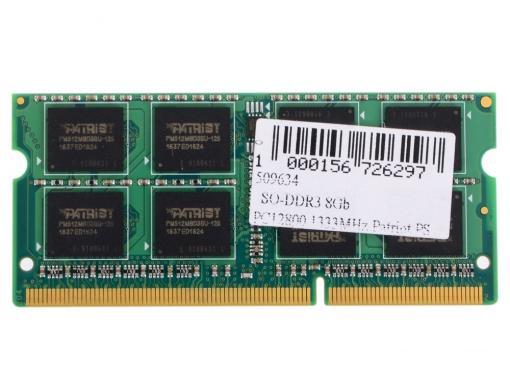 Память SO-DIMM DDR3 8Gb (pc-12800) 1600MHz 1.35V Patriot PSD38G1600L2S