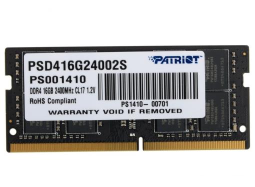 Память SO-DIMM DDR4 16GB (pc-19200) 2400MHz  Patriot PSD416G24002S