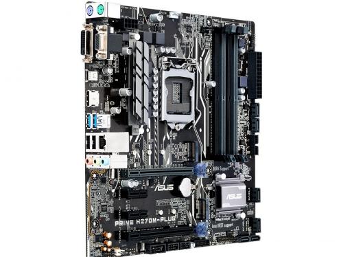 Материнская плата ASUS PRIME H270M-PLUS (S1151, H270, 2xPCI-E x16, 2xPCI-E x1, SATA3, D-SUB, HDMI, DVI, DP, PS/2,  2xUSB3.0, mATX, Retail)
