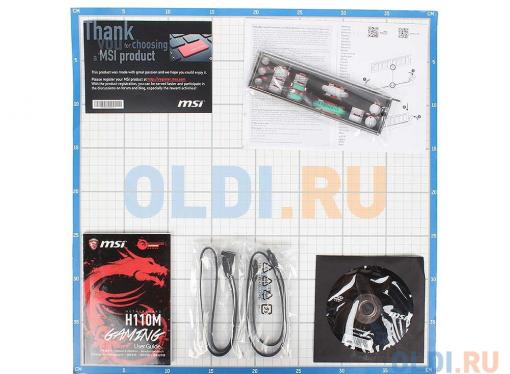 Материнская плата MSI H110M GAMING (S1151, H110, 2*DDR4, PCI-E16x, VGA, HDMI, DVI, SATA III, GB Lan, USB3.0, mATX, Retail)
