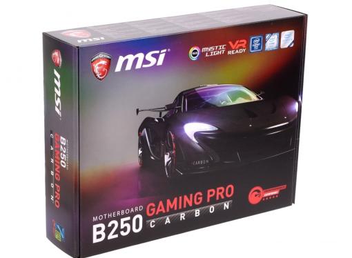 Материнская плата MSI B250 GAMING PRO CARBON (S1151, B250, 4*DDR4, 2*PCI-E16x, DVI, HDMI, SATA III, M.2, GB Lan, USB3.1, ATX, Retail)