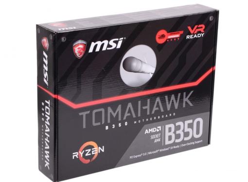 Материнская плата MSI B350 TOMAHAWK (AM4, AMD B350, 4*DDR4, 2*PCI-E16x, HDMI, DVI, D-SUB, SATAIII+RAID, M.2, GB Lan, USB 3.1Gen1, ATX, Retail)