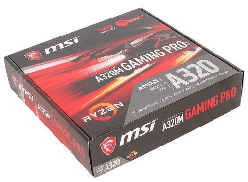 Материнская плата MSI A320M GAMING PRO (AM4, AMD A320, 2*DDR4, PCI-E16x, HDMI, D-SUB, DVI, SATAIII+RAID, M.2, GB Lan, USB 3.1Gen1, mATX, Retail)
