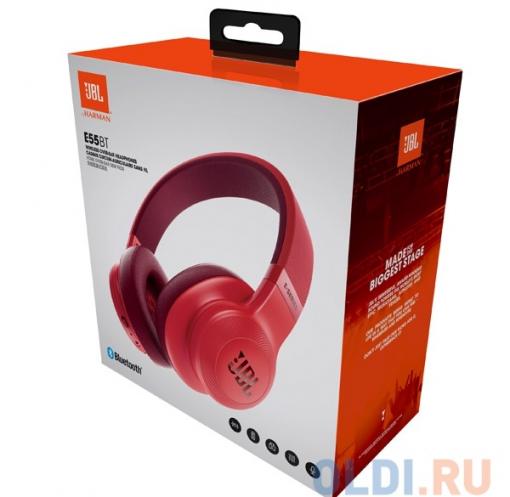 Наушники JBL E55BT Red Беспроводные / Полноразмерные с микрофоном / Красный / 20 Гц - 20 кГц / 96 дБ / Bluetooth, Mini-jack / 3.5 мм