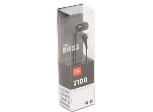 Наушники JBL T100 Black Проводные / Внутриканальные / Черный / 20 Гц - 22 кГц / 100 дБ / Двухстороннее / Mini-jack / 3.5 мм