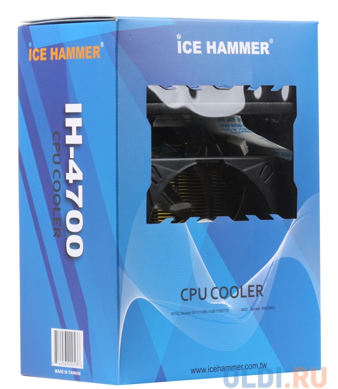 Кулер для процессора Ice Hammer IH-4700 (SocketAM3/LGA775/1366/1156/1155, т/трубки 6шт*6мм, Cu Base)