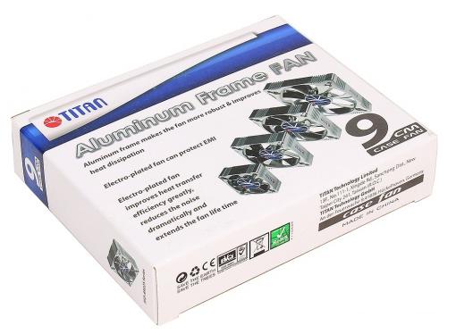 Вентилятор TITAN TFD-A9225L12Z(RB) Aluminum Frame Fan , 92x92x25мм, z-axis, 3-PIN, 1800 ± 10% RPM , ( 22 dBA