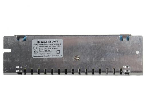Блок питания ORIENT PB-20U2, OUTPUT: 12V DC 10A, стабилизированный, защита от КЗ и перегрузки (Imax~11A), регулятор напряжения, 2 выхода, металлически