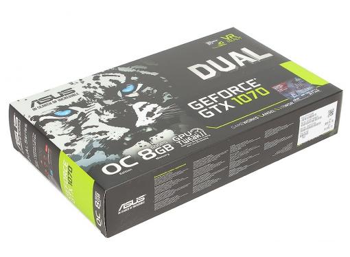 Видеокарта 8Gb (PCI-E) ASUS DUAL-GTX1070-O8G (GTX1070, GDDR5, 256bit, HDCP, DVI-D, HDMI, 2*DP, Retail)