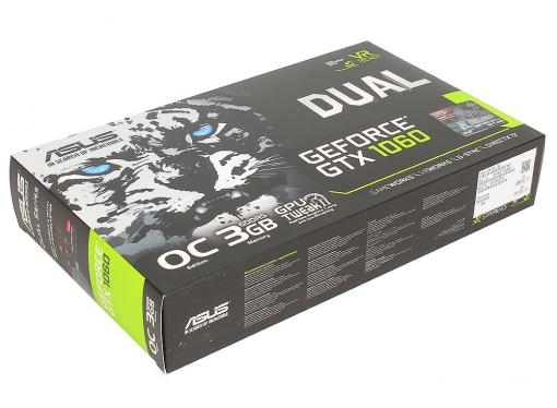 Видеокарта 3Gb (PCI-E) ASUS DUAL-GTX1060-O3G (GTX1060, GDDR5, 192bit, DVI, HDMI*2,DP*2, Retail)