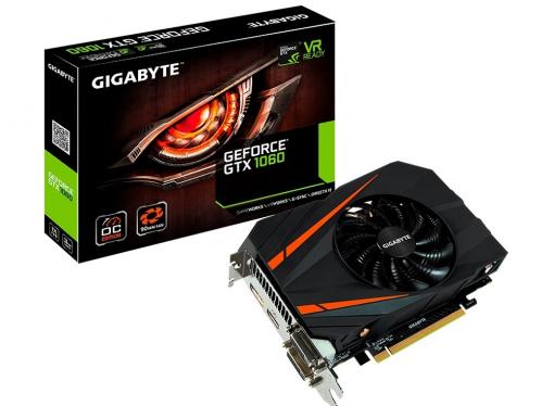 Видеокарта 3Gb (PCI-E) GIGABYTE GeForce GTX 1060 Mini ITX OC 3G GV-N1060IXOC-3GD (GTX1060, GDDR5, 192bit, HDCP, 2*DVI, HDMI, DP, Retail)