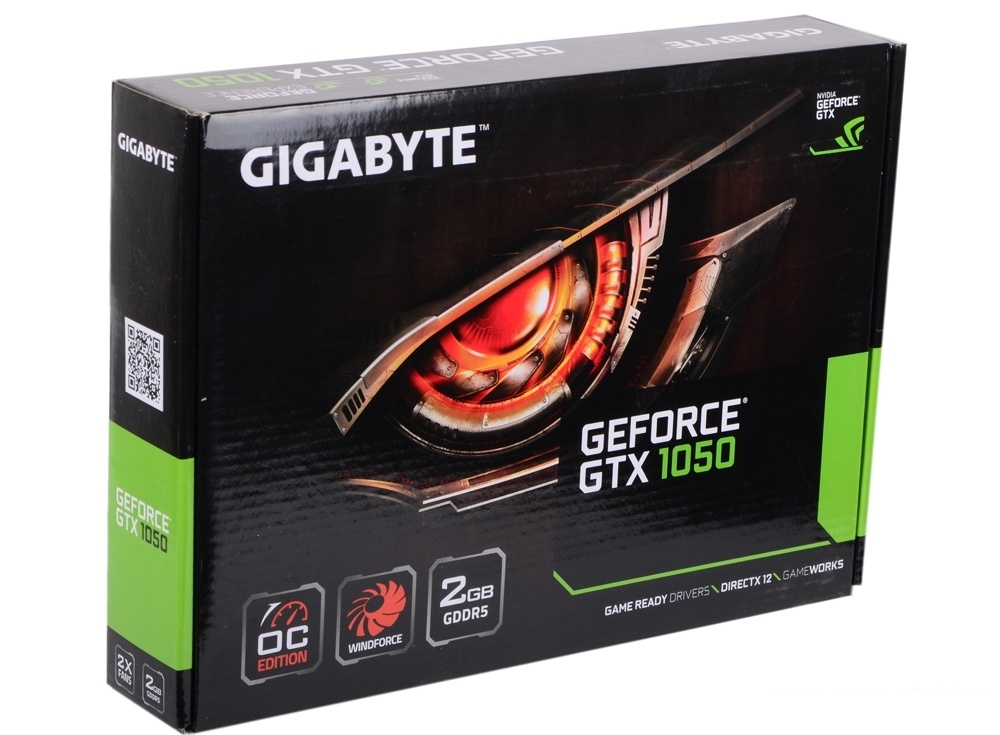 Видеокарта GIGABYTE GeForce GTX 1050 OC 2G GV-N1050OC-2GD 2Gb 1404Mhz NVIDIA GTX1050/GDDR5/7008Mhz/128 bit/PCI-E/DVI,DP,HDMI