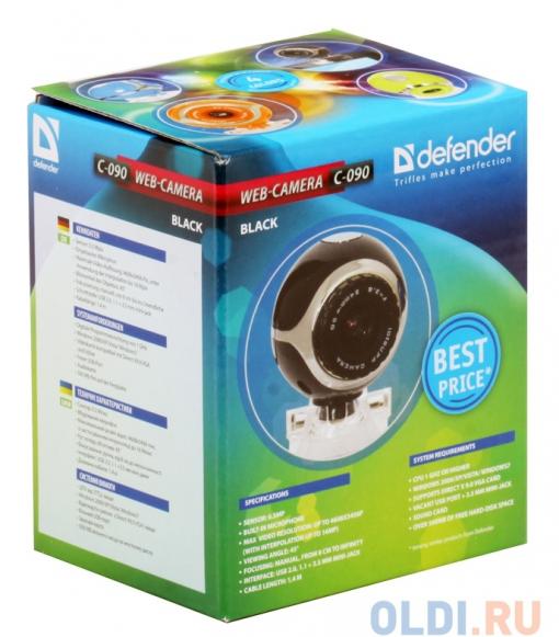 Камера интернет Defender C-090 Black 0.3 Мп, универ. крепление, чер
