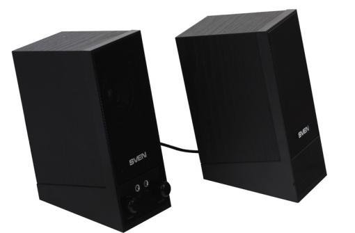 Колонки Sven SPS-604  2х2Вт   черные  выход на наушники 2х10Вт  2х полосные черные  выход на наушники