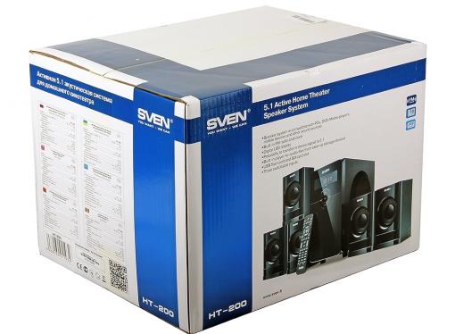 Колонки Sven HT-200  5.1  5*12+20 Вт ПДУ  FM-тюнер и часы