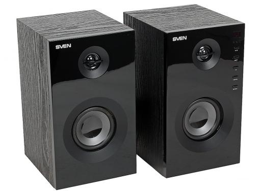 Колонки Sven SPS-615 black 2.0, Black (SV-013707) (20 Вт, 60 - 20 000 Гц, Bluetooth, mini Jack, USB, SD, MDF, 220V)