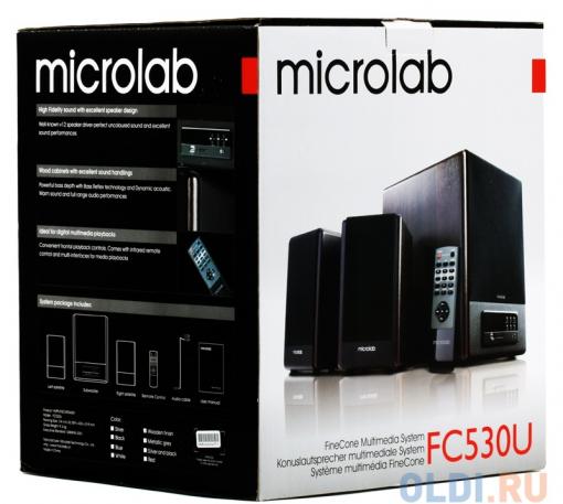 Колонки Microlab FC530U 2.1, Brown (64 Вт, 35 - 20 000 Гц, пульт ДУ, mini Jack, RCA, USB, SD, 220V)