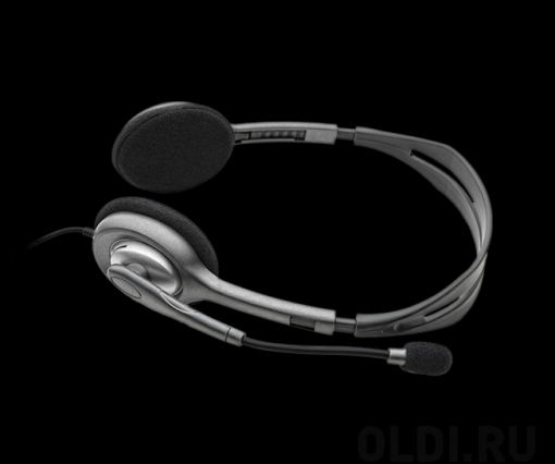 Гарнитура Logitech Headset H111 Проводные / Накладные с микрофоном / Серый / 20 Гц - 20 кГц / 100 дБ / Одностороннее / Mini-jack / 3.5 мм