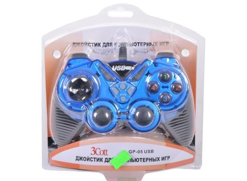 Геймпад 3Cott Single GP-05,14 кнопок, вибрация, USB,черно-синий