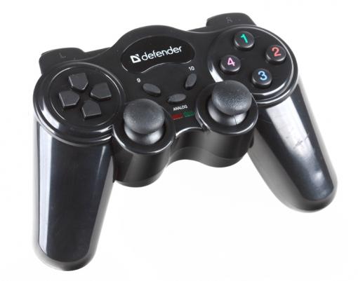 Беспроводной геймпад Defender GAME MASTER WIRELESS до 10м, 2 дж, 12кн, USB