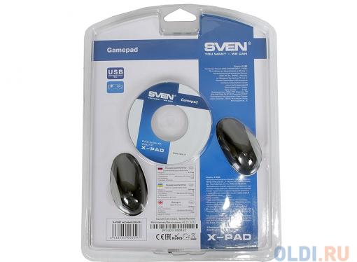 Геймпад SVEN X-PAD (SV-063007) ,провод., 14 клавиш, D-Pad 8-позиц., 2 мини-джой., резиновые вставки