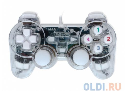 Геймпад CBR CBG 915 для PC, проводной, 2 вибро мотора, подстветка, прозрачный, USB