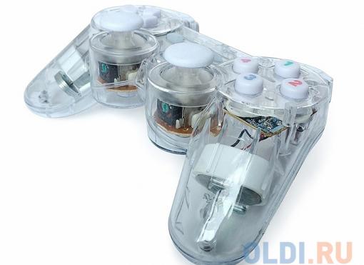 Геймпад CBR CBG 915 для PC, проводной, 2 вибро мотора, подстветка, прозрачный, USB