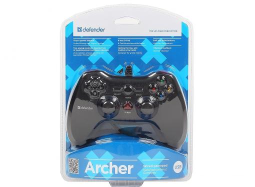 Геймпад проводной Defender Archer USB-PS2/3, 12 кнопок, 2 стика