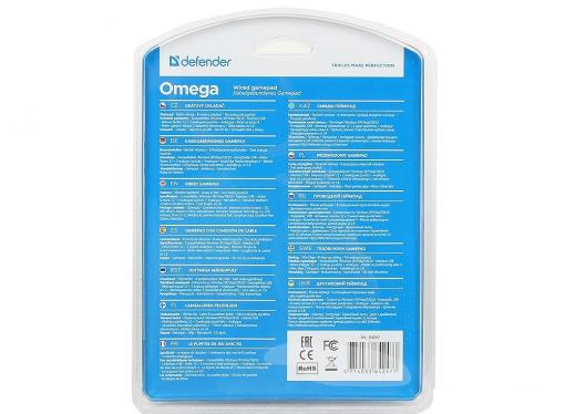 Геймпад проводной Defender Omega USB, 12 кнопок, 2 стика