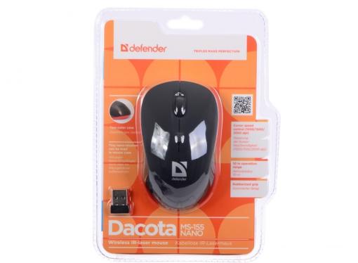 Мышь Defender Dacota MS-155 Nano B(Черный) 2кн+кл, 1000/1500/2000 dpi