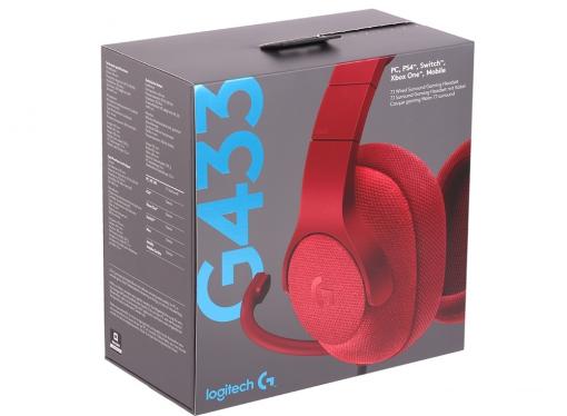 (981-000652) Гарнитура Logitech 7.1 Surround Gaming Headset G433 FIRE RED