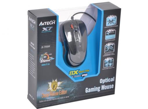 Мышь A4-Tech X-705K, USB (черный) 3 кн, 1 кл-кн, 400-2000 dpi