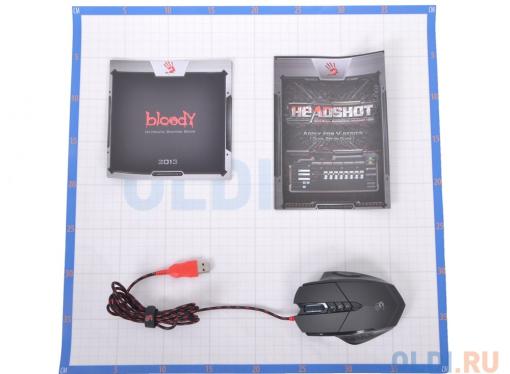 Мышь A4-Tech  Bloody V7, USB (черный) 8 кн, 3200 dpi