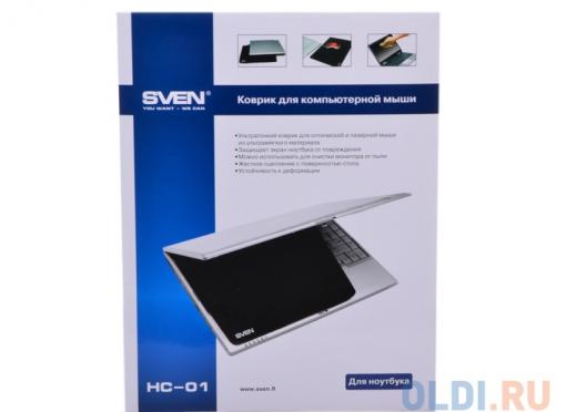 Коврик для мыши SVEN HC-01-03, черный, 300х225х1,5 мм, материал: микрофибра на прорезиненной основе