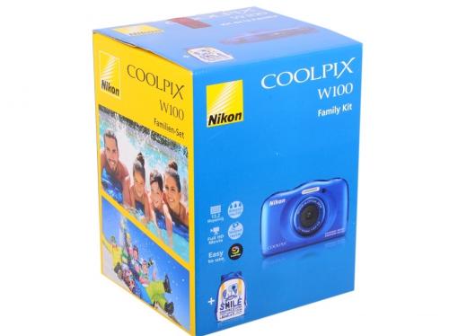 Фотоаппарат Nikon Coolpix W100 Blue Backpack KIT (13.2Mp, 3x zoom, 2.7