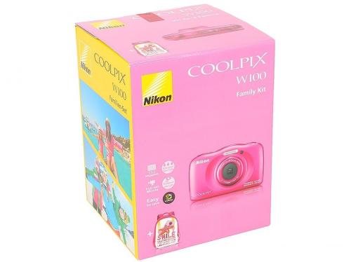 Фотоаппарат Nikon Coolpix W100 Pink Backpack KIT (13.2Mp, 3x zoom, 2.7