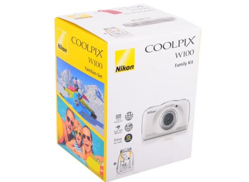 Фотоаппарат Nikon Coolpix W100 White Backpack KIT (13.2Mp, 3x zoom, 2.7